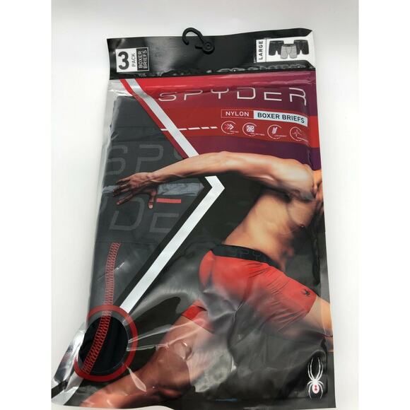 Spyder Men's Performance Nylon Boxer Briefs 3-pack Black/Grey Size Large.🛒 - Picture 1 of 12